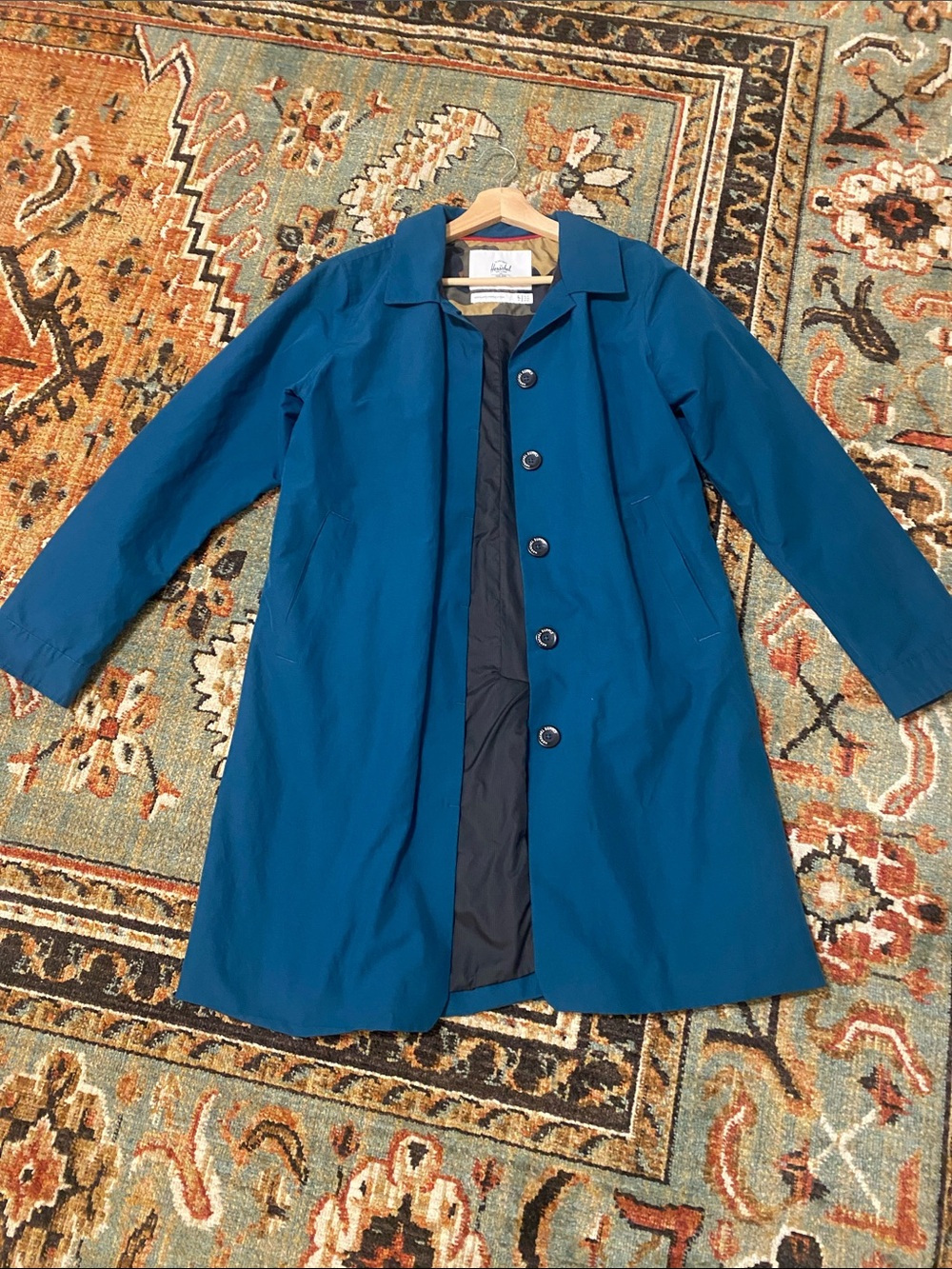 Herschel Supply Company Blue Women's teal blue Single-Breasted Trench Coat